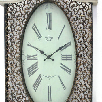 28-Inch Circular Wall Clock with a Sun-Shaped Frame in Rich Brown and Bold Jet Black by Casagear Home