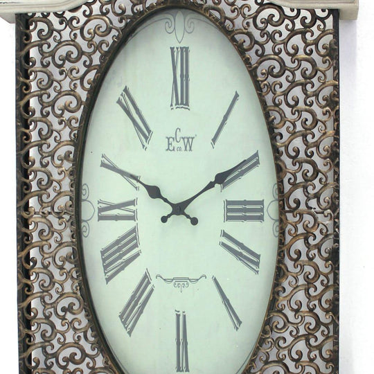 28-Inch Circular Wall Clock with a Sun-Shaped Frame in Rich Brown and Bold Jet Black by Casagear Home