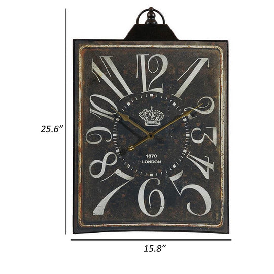 Ashley Circular Wall Clock with Wood Frame and Metallic Accents, Brown and Gray