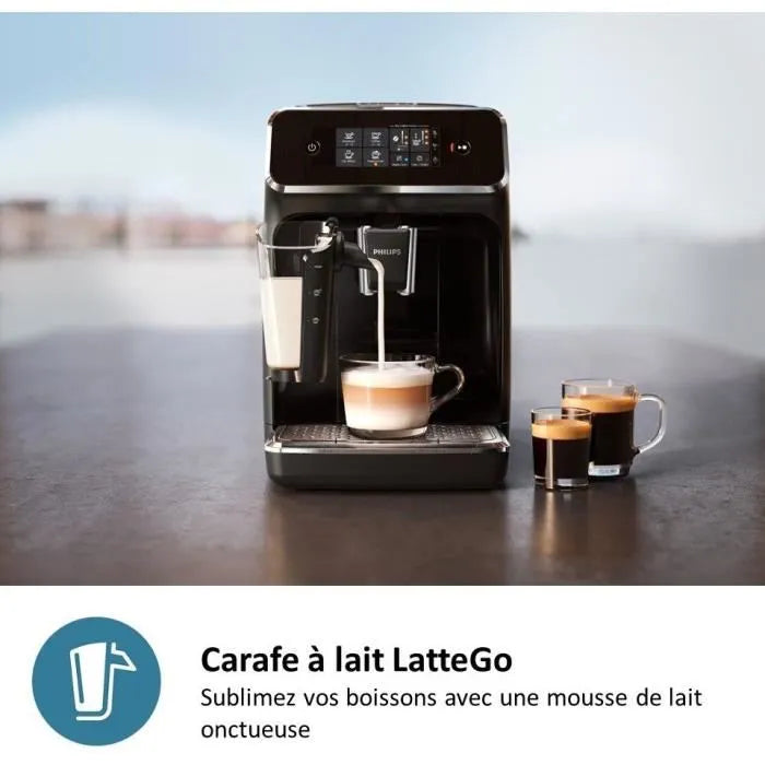 Machine à café Expresso broyeur - PHILIPS - EP2230/10 - Série 2200 - LatteGo - 4 recettes - Broyeur céramique - Noir brillant