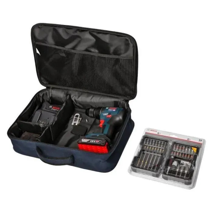 Perceuse-visseuse Bosch Professional GSR 18V-50 + 2 batteries 2,0Ah + chargeur GAL 18V-20 + 43 acc