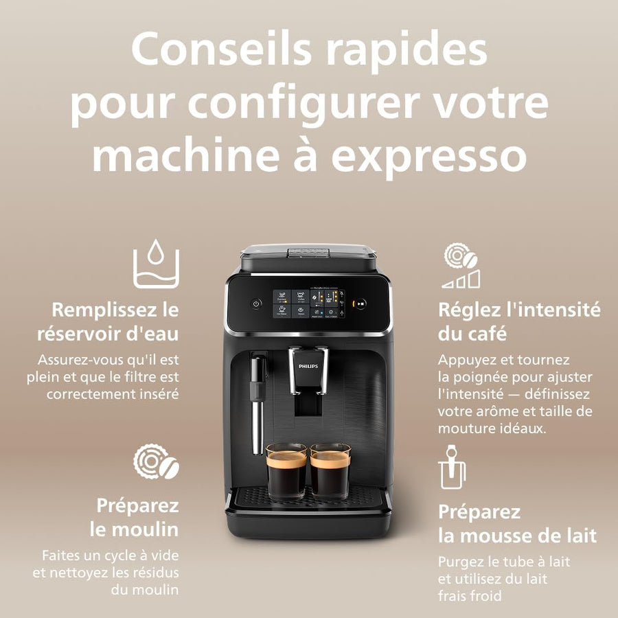 PHILIPS machine à café grain boissons Expresso broyeur avec écran tactile Broyeur 100% céramique App HomeID