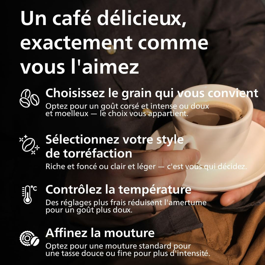 PHILIPS machine à café grain boissons Expresso broyeur avec écran tactile Broyeur 100% céramique App HomeID