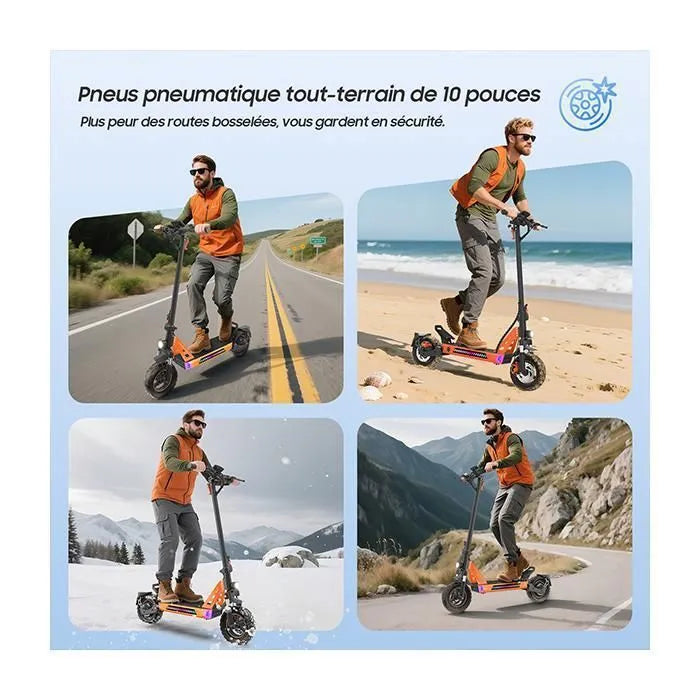 Trottinette Electrique TUNO NT3 1000W Avec APP Vitesse Max. 45km/h Autonomie 35-45km 48V13Ah Pneus 10 Pouces 4 Modes Pliable